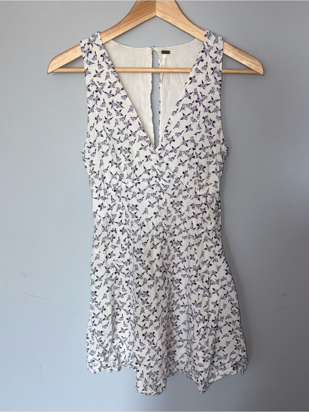 Free People White V-Neck Sleeveless Dress